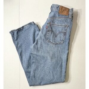 Levi's Premium Ribcage Straight Jeans Womens 24 Distressed Coastal Cowgirl Ankle